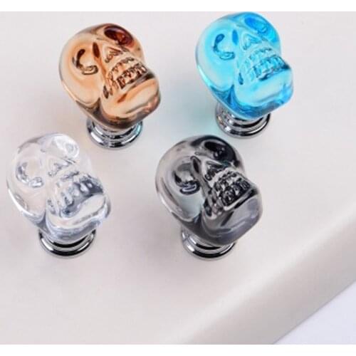 Modern fashion Creative Skull model crystal kitchen cabinet wine cabinet handle clear blue brown gary drawer tv cabinet knob