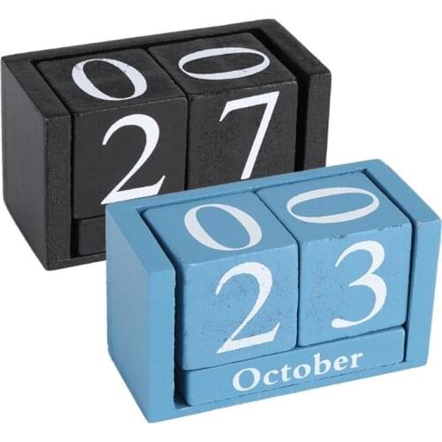 1Pc Wooden Desktop Calendar Planner DIY Block Monthly Calendar Office 2021 Year Table Calendar Household Living Room Decoration