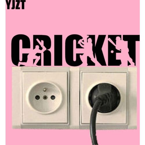 YJZT Cricket Player Lettering Sports Switch Decal Cartoon Fashion Wall Vinyl Wall Sticker 8SS-2427