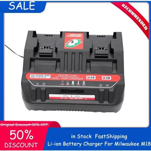 In Stock M18 Li-ion Battery Charger For Milwaukee 14.4V 18V M18 48 - 11 - 24xx Series Lithium-ion Battery 6A Charging Current