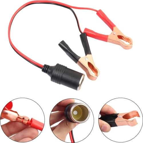 35CM 12V 24V Car Battery Cable Clamp Pump Alligator Cigarette Lighter Power Socket Adapter Clamp Test Lead Clips For Car Van New