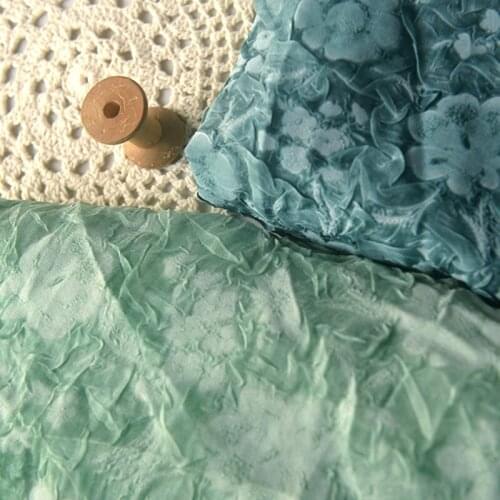 Green Series Crumpled chiffon fabric For Summer shirt dress handmade DIY fabric