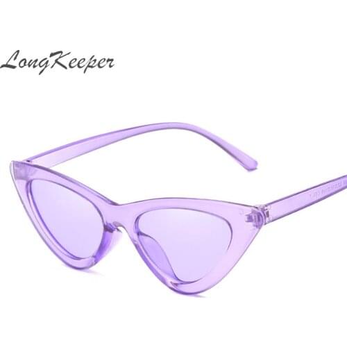 LongKeeper Fashion Cheap Cat Eye Sunglasses Women 2019 Purple Mirror Sun Glasses For Female Retro Vintage Oculos De Sol Feminino