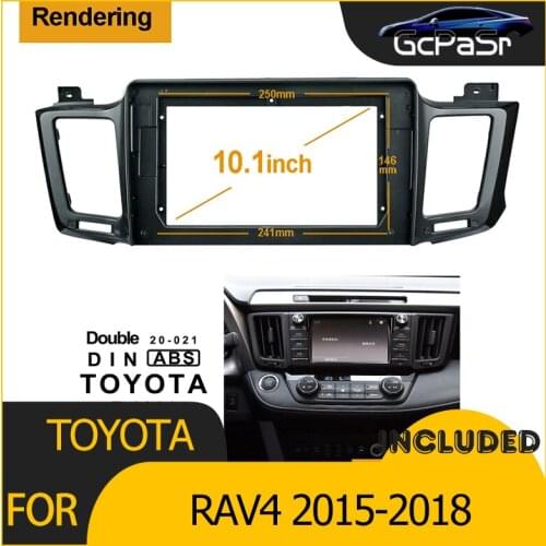 1/2Din Car Radio Player DVD Only Frame Audio Fitting Adaptor Dash Trim Kits Facia Panel 10.1" For Toyota RAV4 2015-18 Double Din