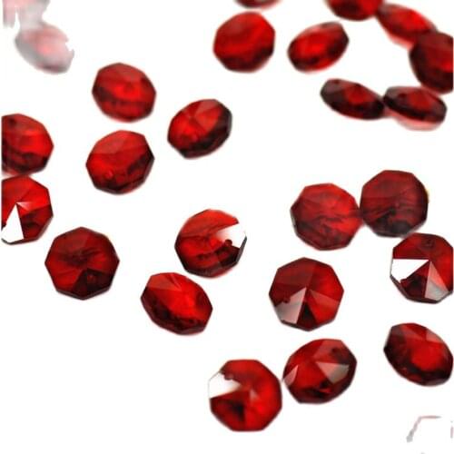 1000pcs Dark Red 14mm Glass Crystal Octagonal Beads in 1 hole DIY Handmade chandelier prism pendants,lamp lighting hanging parts