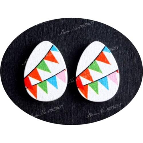 13x18mm Triangle Tear Drop Shape Painted Wood Laser Cut Cabochon to make DIY Rings, Earrings, Brooch, Necklace pendant