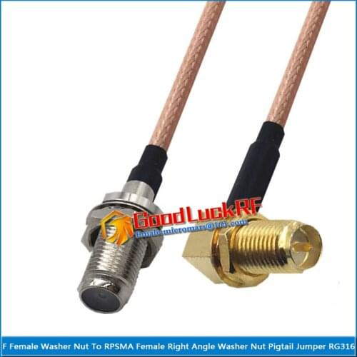 1X Pcs F Female Washer O-ring Bulkhead Mount Nut to RPSMA RP SMA Female 90 Degree Washer Nut Coaxial Pigtail Jumper RG316 Cable