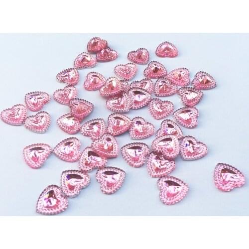 200pcs 11x12mm Red Silver Pink Blue Heart Gems Flatbacks Wedding Table Scatter Confetti Christmas Craft Embellishments Scrapbook