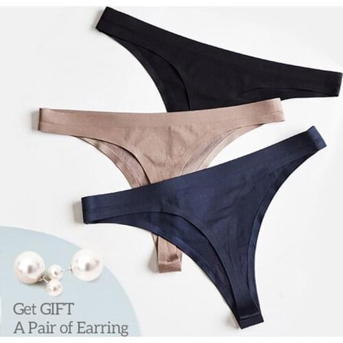 3 PCS Seamless Panties For Women Thongs Panties Sexy Lingerie G-Strings Underwear Women Underpanties Ice Silk T-back