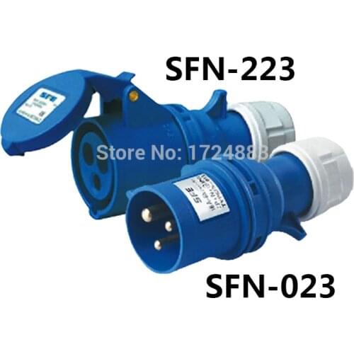 32A 3 pole connector Industrial male&female plugs SFN-023/SFN-223 waterproof IP44 220-240V~2P+E