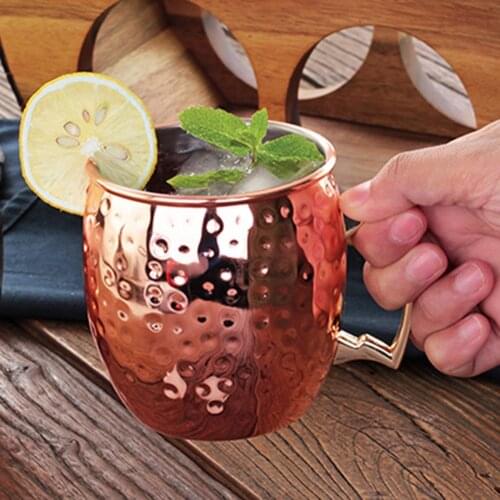 550ml Moscow Mule Mug Wine Glasses Stainless Steel Hammered Copper Plated Beer Wine Cup Drinking Coffee Cup Bar Drinkware