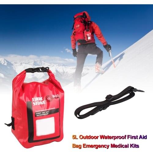 5L Outdoor Waterproof First Aid Bag Emergency Medical Kits Travel Camping Hiking Fishing Survival Dry Bag Drugs Storage Case Red