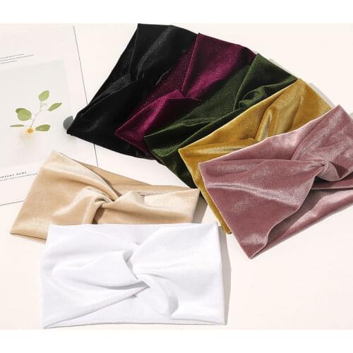 Velvet Hair Ribbon Winter Plush Cross Headbands Women Solid Color Hair Turban Soft Twisted Knot Hairband Lady Hair Accessories