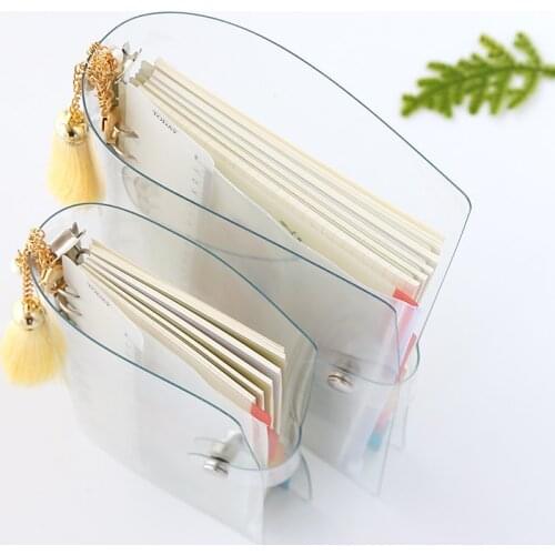 Yoofun A5 A6 Notebook Transparent PVC Cover Loose-leaf Notebook w Ruler Spring Binder Notebooks for Office School Stationery