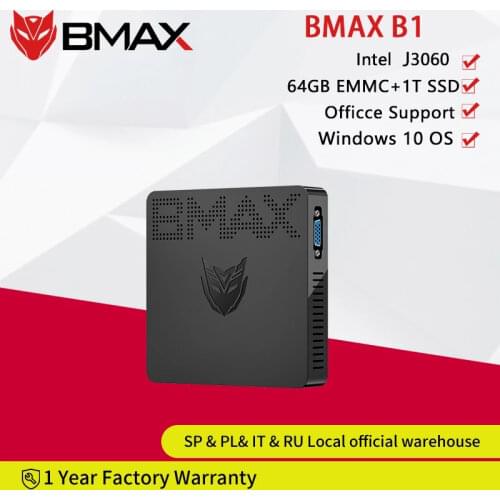 Bmax B1 Mini PC Intel Celeron N3060 Dual Core 1.6GHz up to 2.4GHz 4GB LPDDR3 64GB eMMC Intel HD Graphics Wifi bluetooth