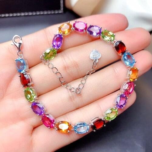 Multicolor Crystal Zircon Diamonds Gemstones Dhain Bracelets for Women Girl White Gold Silver Color Jewelry Chic Accessory Gifts