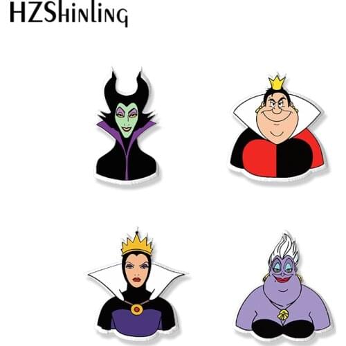 2021 New Arrival Disney Villians Evil Queen Maleficent Handcraft Acrylic Epoxy Resin Brooch Badge Pin