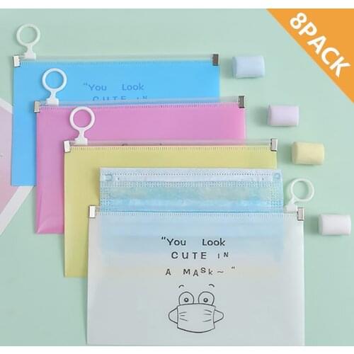 8pc Fashion Mask Cover Bag Portable Facemask Holder Face Mask Storage Box Case Save Mask Boxes caja para guardar mascarillas