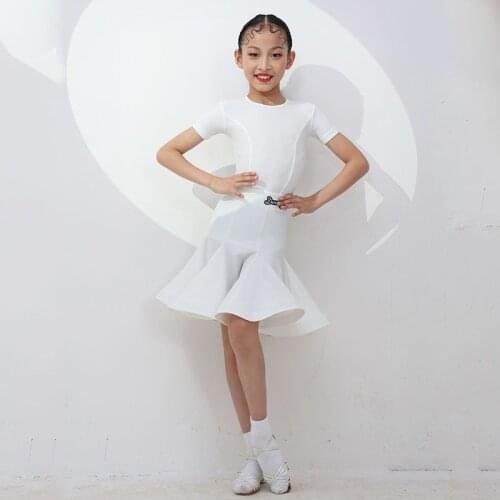 Latin Dance Clothes For Kids Short Sleeve Tops Skirt Practice Clothes Professional Latin Competition Dress Samba Outfits DWY6013