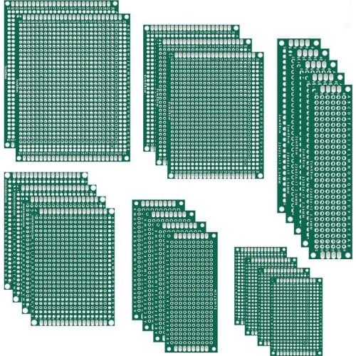 Double Sided PCB Board Prototype Boards Kit for DIY Soldering Tinned Through Holes 6 Sizes Universal Printed Circuit Perfboard