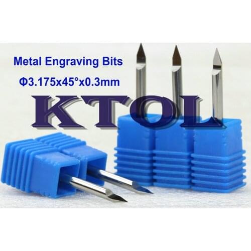 45 Degree 0.3mmV Metal Engraving Cutter Tungsten Steel Carbide Bits CNC PCB Mill Bits, CNC Tungsten Tool End Mills for Metal
