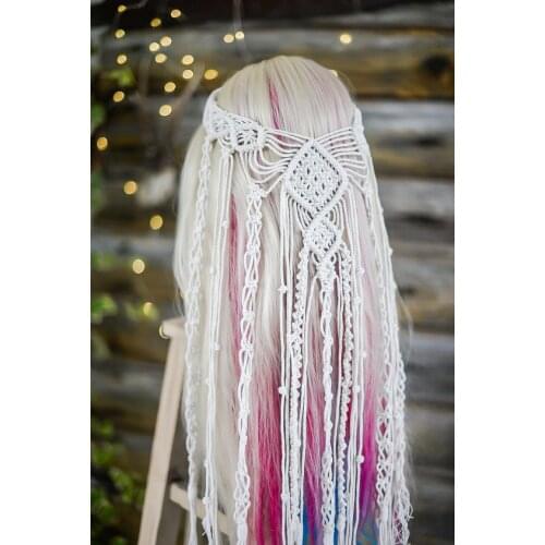 Bohemian Hand Woven Wedding Cotton Rope Headdress Ladies Style Party Decoration Hair Rope Hair Band-14