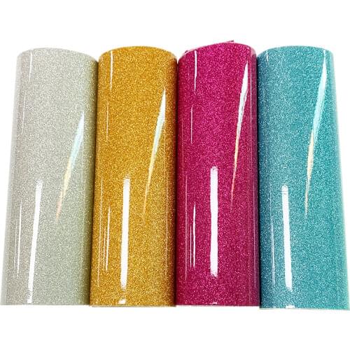 Solid Color Glossy Smooth Crystal Glitter PU Faux Artificial Leather Fabric Material Sheet for Shoe/Bag/Garment/Craft Making