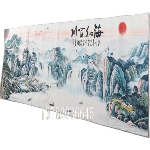 Chinese Handmade Silk Hanging Painting Landscape Painting The Hai Na Bai Chuan
