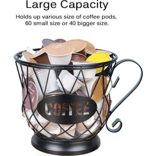 1pc Coffee Capsule Storage Basket Vintage Iron Coffee Pod Storage Box Black for Home Cafe Restaurant Tea Room Universal Decor