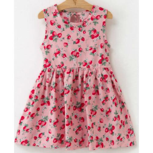 Cute Girls 2019 Summer Childrens Dress Girls Sleeveless Printed Dress Soft Cotton Princess Dress Girls Wear Floral Dress