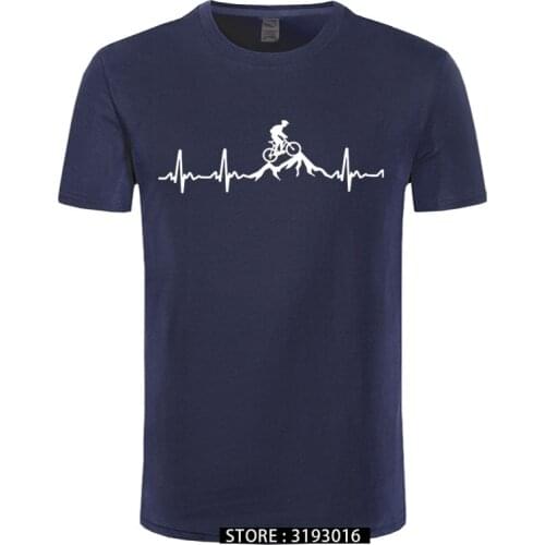 Mountain Bike Heartbeat Funny MTB Dirt Bike T Shirt Plus Size Custom Short Sleeve Mens T-shirt Fashion Family Cotton