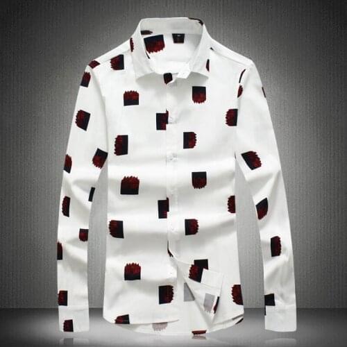 Men Clothes 2021 New Geometric Pattern Man Shirt Long Sleeve Casual Slim Fit Camisa Social Masculina Pure Color Ropa Hombre