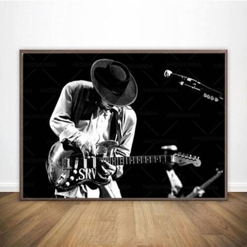 Stevie Ray Vaughan music guitar musicians blues rock monochrome living room Home art Decoration Posters Frame