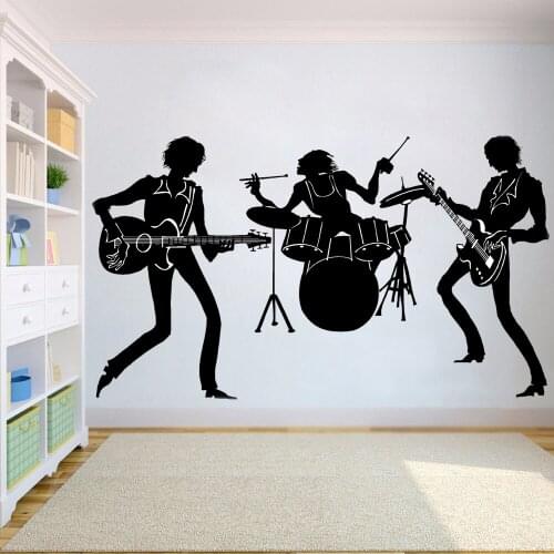 Wall Stickers band guitar Decal Livingroom Room Decor Vinyl Melody Wall Decal For Bedroom Classroom home Decoration HQ023