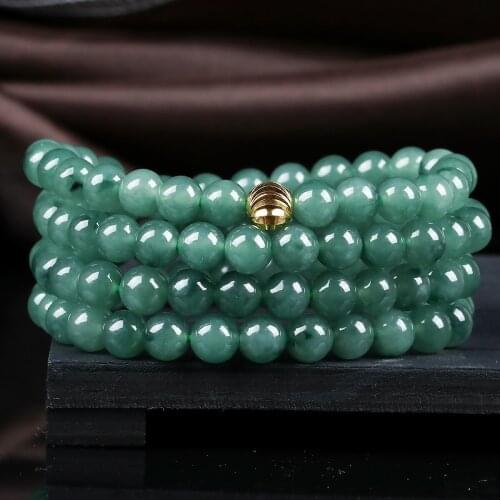 Natural cyan jadeite necklace 8mm beads prayer beads necklaces jadeite jade jewelry men necklace long necklace 108 beads