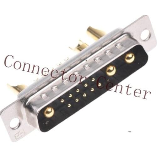 High Power 13W3 Male Solder Type D-sub Connector Machined Pin Full Gold Flash Wire Type