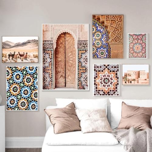 Desert Architecture Photography Poster Moroccan Print Llama Wall Art Picture Alpaca Canvas Painting for Living Room Home Decor