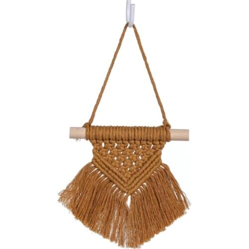 E7CB Nordic Handmade Woven Macrame Bohemian Semicircular Wall Hanging Tapestry with Tassels for Kids Room Nursery Bedroom