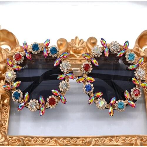 Full Diamond Frame Punk Sunglasses For Women Men 2020 New Style Vintage Round Sun Glasses Female Chic Prom Party Shades NX