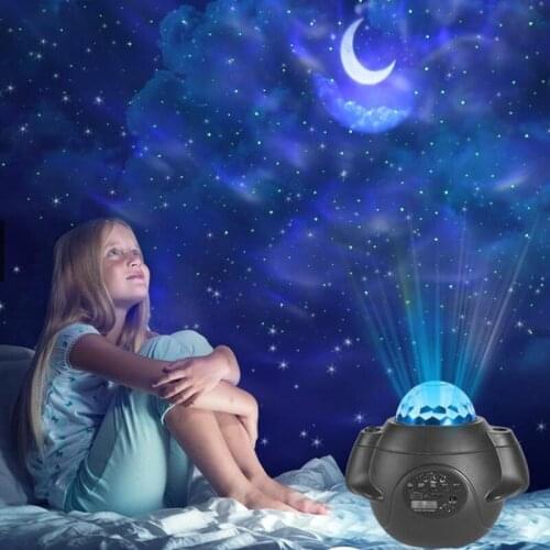 LED starry sky ocean wave projection night light galaxy starry sky projection night light with music bluetooth speaker 3D