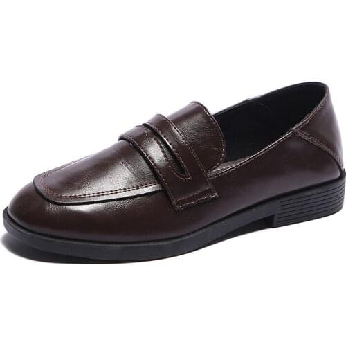 Retro British Style Single Shoes 2020 Spring New College Style Wild Comfortable Wear-resistant Solid Color Womens Loafers