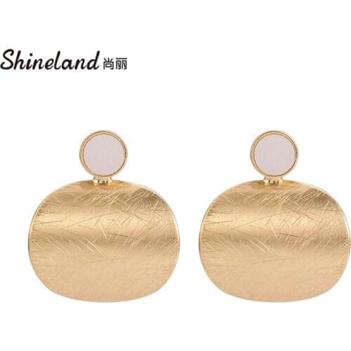 Shineland Punk Statement Curved Geometric Metal Stud Earrings For Women Jewelry Party Gold Silver Color Exaggerated Bijou Gift