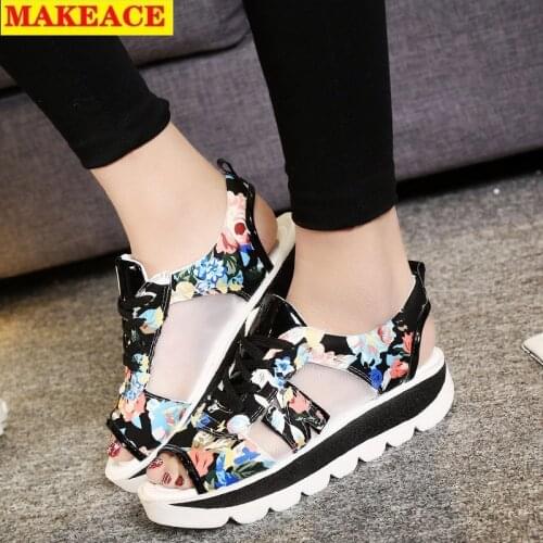 Ladies Sports Sandals Summer New Fish Mouth Shoes Leisure Hollow Mesh Peep-toe Joker Lovely Princess Shoes Platform Shoes