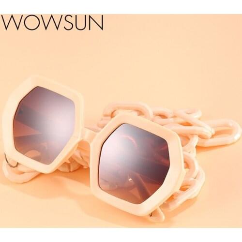 WOWSUN Vintage Sunglasses Women Brand Designer Oversized Sun Glasses Shades Large Black Lens Glasses UV400 Fashion Eyewear