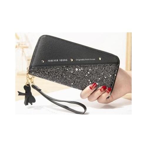 1pcs/lot Fashion Sequined Patchwork Glitter Wallet Women Long PU Leather Wallet Coin Purse Female Wallets