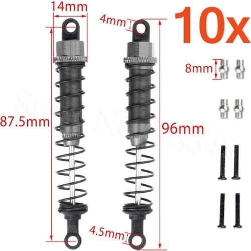 10 Pairs Aluminum Alloy Rear Shock Absorber 0017 For WLtoys 12428 12423 1/12 RC Car Crawler Short Course Truck Replacement