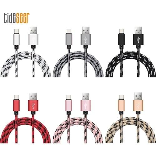 100pcs Micro 8Pin Type USB C Charger Cable 0.25M 1M 2M 3M High Speed Metal USB Braided Data Fast Charging Cord for Mobile Phone