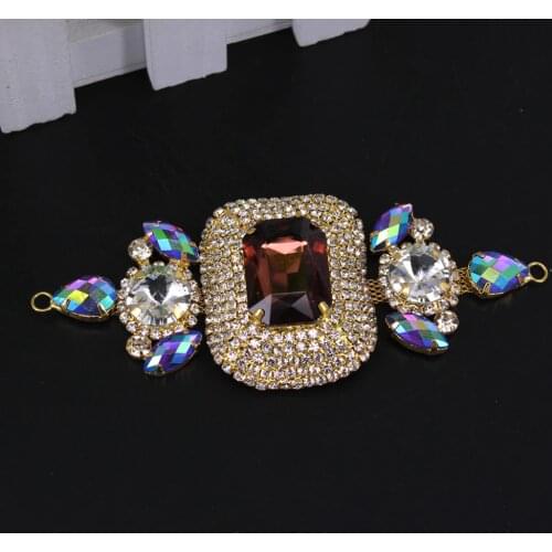 11.5x4.6cm Bling rhinestone applique patch for Garment Accessory DIY Handmade shoes Rhinestone button Applique with metal loop