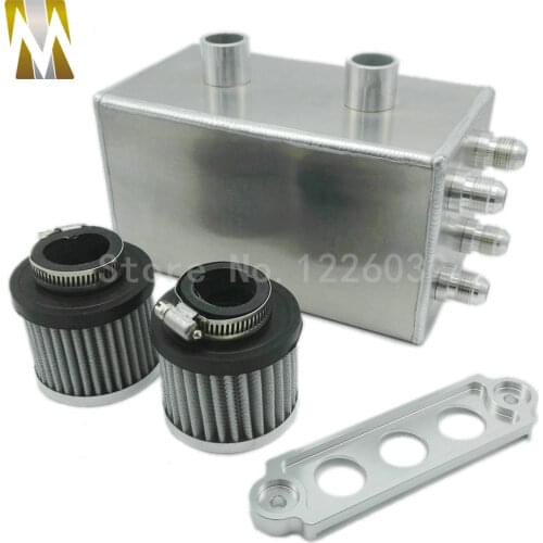 NEW 4 Port Series Oil Catch Can Kit car Breather Tank For Civic Integra EK EG DC