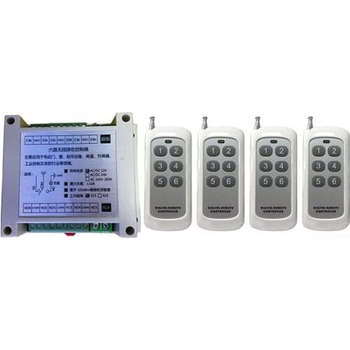 AC220V 6CH 10A RF Wireless Remote Control Relay Switch Security System tubular motor garage door shutters/ lamp
